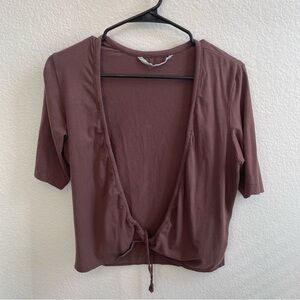 Athleta Tie Front Short Sleeve Cardigan Medium